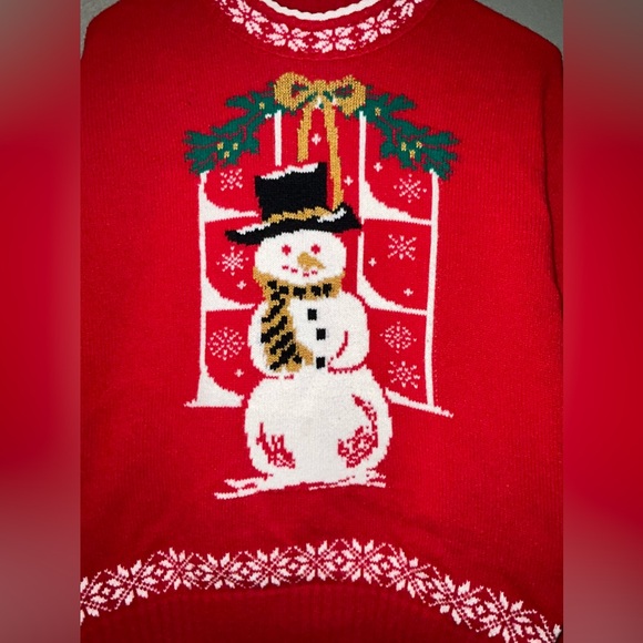 90’s Southern Lady VINTAGE UGLY CHRISTMAS SWEATER Snowman Snowflake Collar Large - Picture 5 of 9